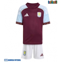 Camisa de Futebol Aston Villa Equipamento Principal Infantil 2025-26 Manga Curta (+ Calças curtas)